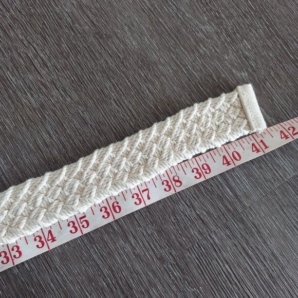 Tommy Hilfiger Cream Woven Knit Braided Belt 41.5" Long - Picture 4 of 5
